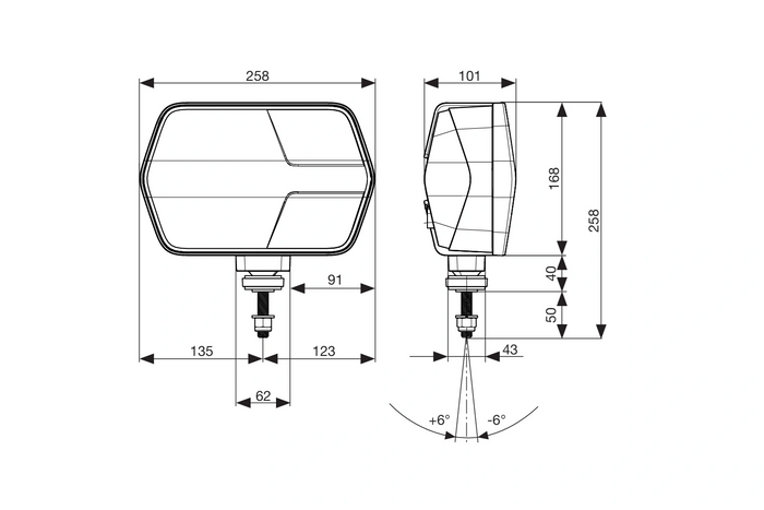 ASPÖCK LuxLED II LED предна лампа 7 функции 6-пинов DEUTSCH DT06-6S десен