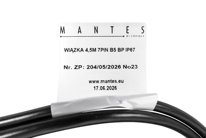 Електрическа инсталация MANTES, кабелен сноп за ремарке за лодка 4,4 м, 7-пинов щепсел, 2x5-пинови байонета