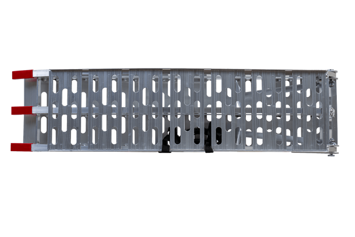 UNITRAILER ALR003 сгъваеми алуминиеви рампи за ремаркета 221 см 680 кг с колан и опора, комплект от 2
