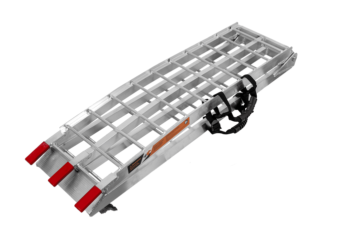 UNITRAILER ALR002 сгъваеми алуминиеви рампи за ремаркета 221 см 680 кг с колан, комплект от 2