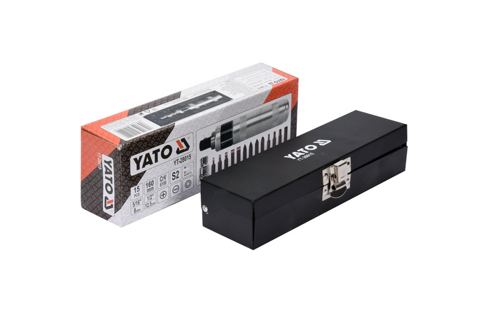 Комплект ударни отвертки с магнитни накрайници YATO YT-28015 15 бр.