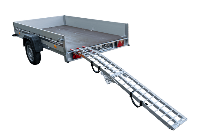 UNITRAILER ALR002 сгъваема алуминиева рампа за ремарке 221 см 340 кг с колан